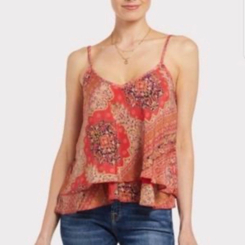 RAGA Avah | Evereve Boho Multi Tiered Relaxed Fit Tank Top, Pink, Size S